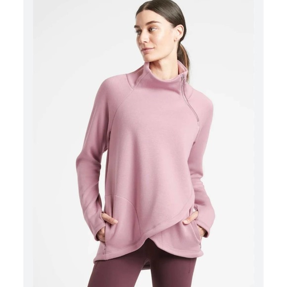 Athleta Cozy Karma Asym Pullover Dusty Rose, size large - Picture 1 of 7